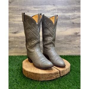 Tony Lama Men - Size 7.5D - Vintage Gray Lizard Cowboy Boots Style 8117